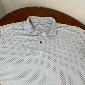 Mizzen and Main Phil Mickleson Men's Light Blue Polka Dot Golf Polo Shirt Sz XXL